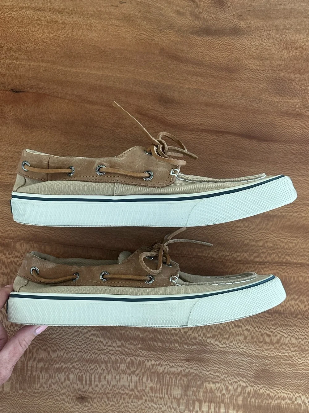 Sperry Top-Sider Bahama Il Boat Shoes “Salt Washed Oyster/Khaki